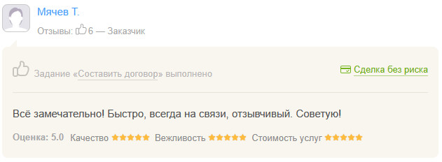 Отзыв Мячев Т.